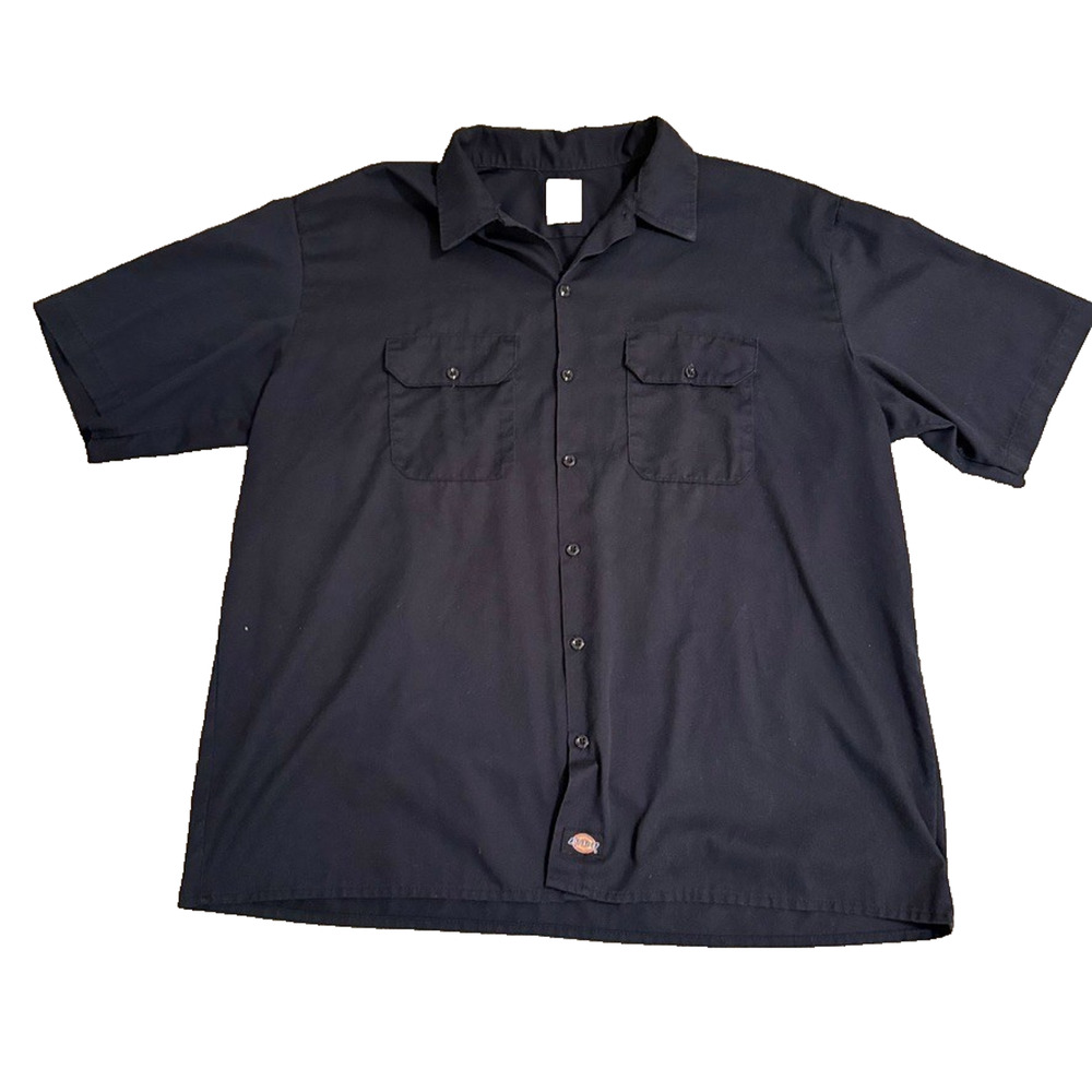 Dickies Men’s 2XL Black Short Sleeve Work Shirt Button Front Two Pockets